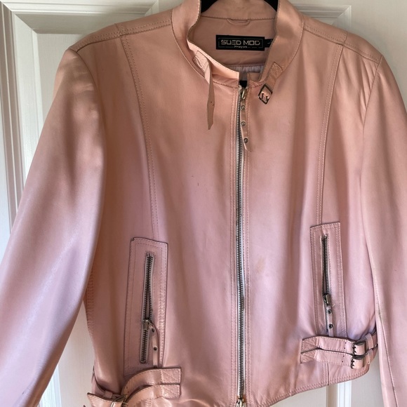Pink leather jacket - Picture 1 of 9